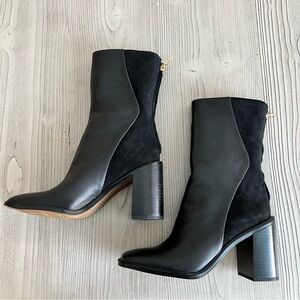 Franco Sarto Black Leather Ankle Boots